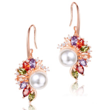 Fashion Pearl Jewelry Colorful Crystal Gold Pearl Earring